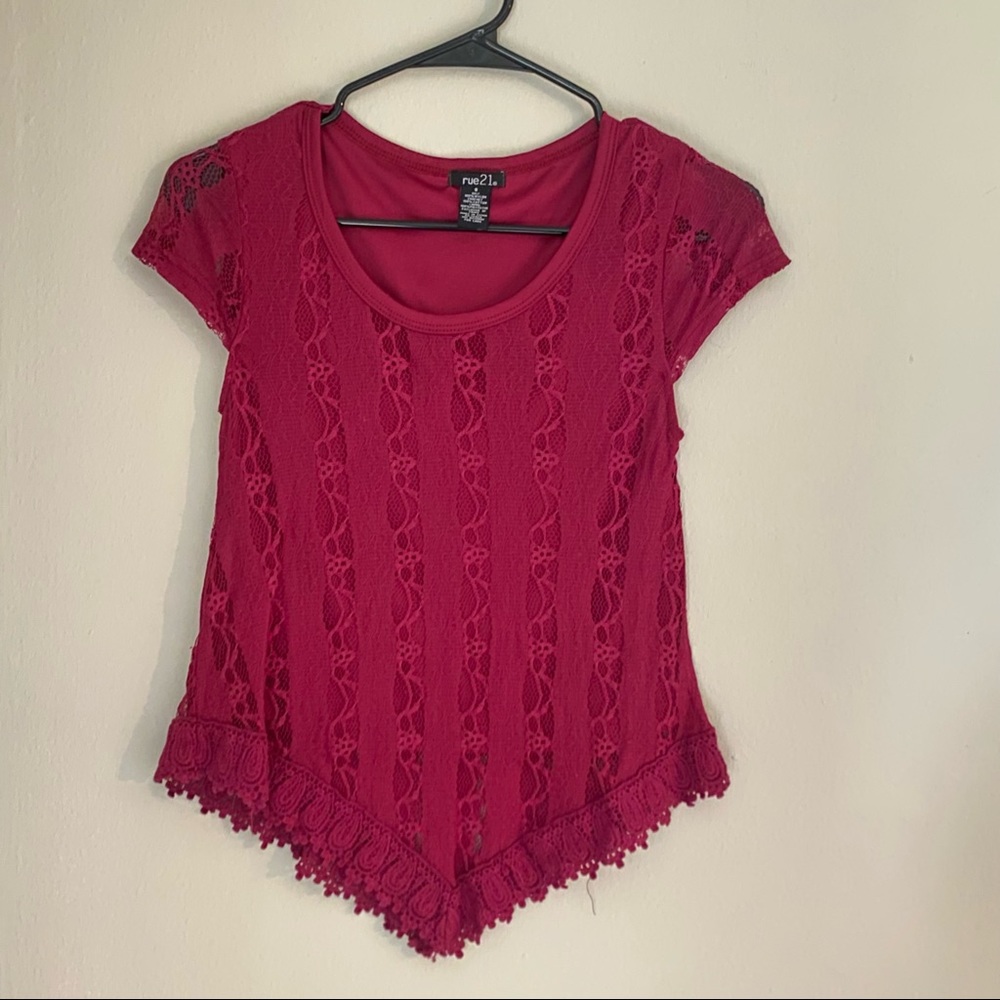 Red lace blouse
